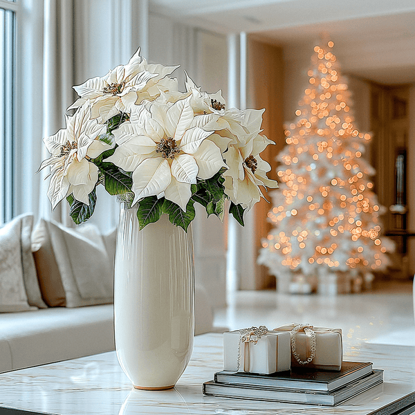Faux Cream Velvet Poinsettia Single Stem Floral Accessories 