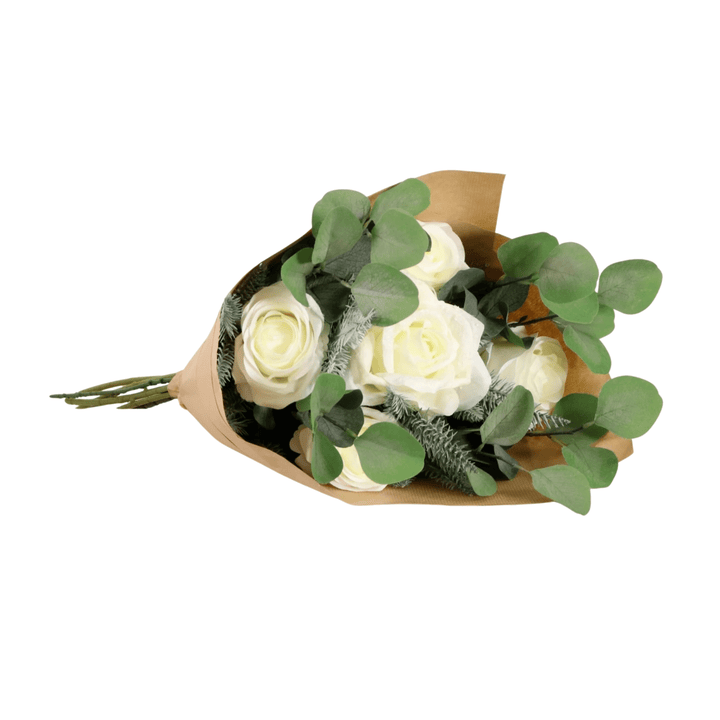 Faux Eucalyptus & Cream Roses Bouquet Accessories 