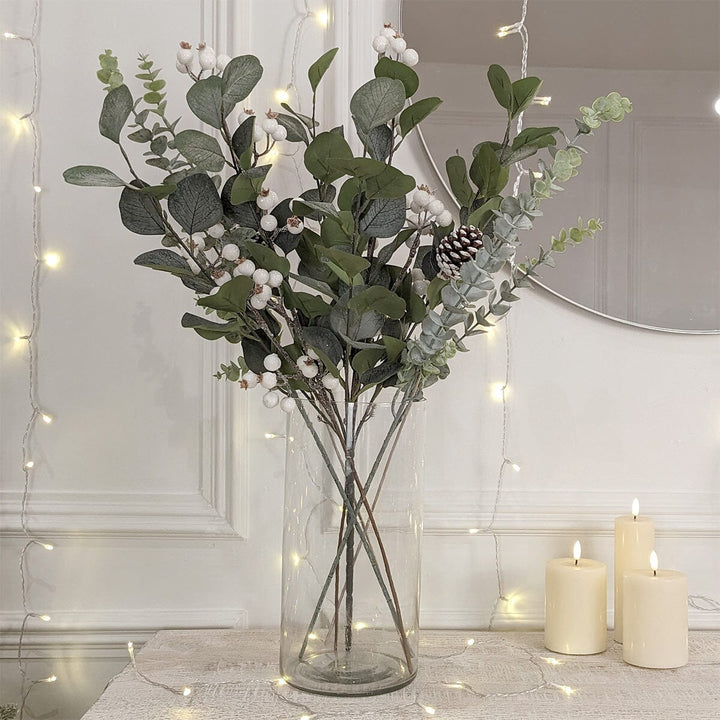 Faux Floral Festive Silver & Green Bouquet Accessories 