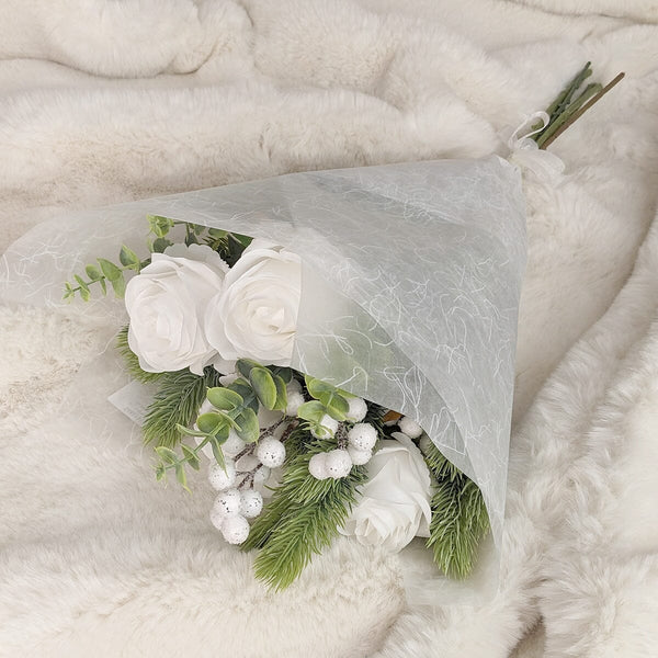 Faux Floral White Rose Bouquet Accessories 