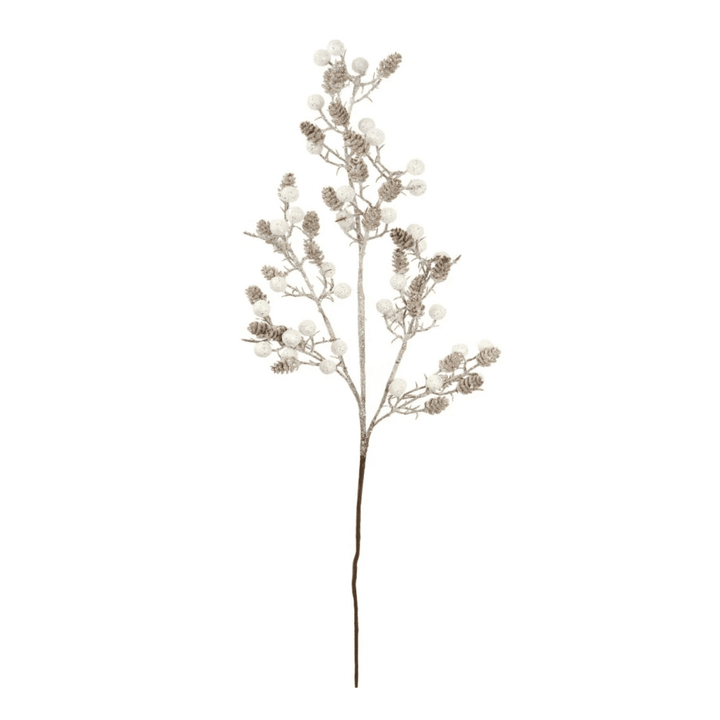Faux Glittered Cone & Berry Single Stem Floral Accessories 