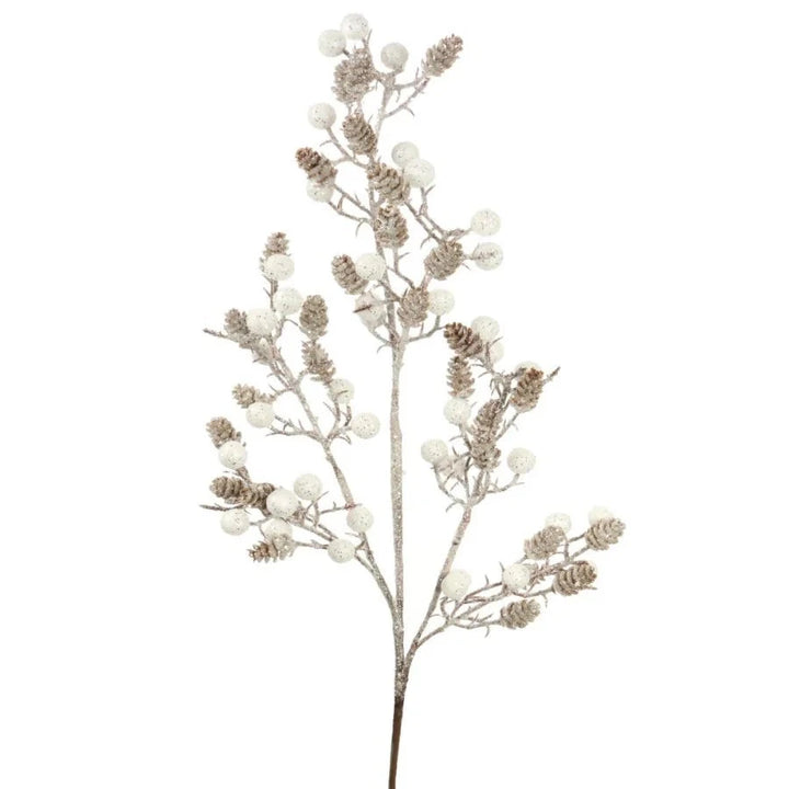 Faux Glittered Cone & Berry Single Stem Floral Accessories 