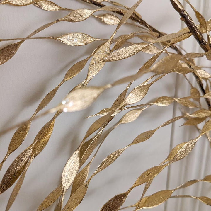 Faux Gold Willow Hanging Spray Single Stem 