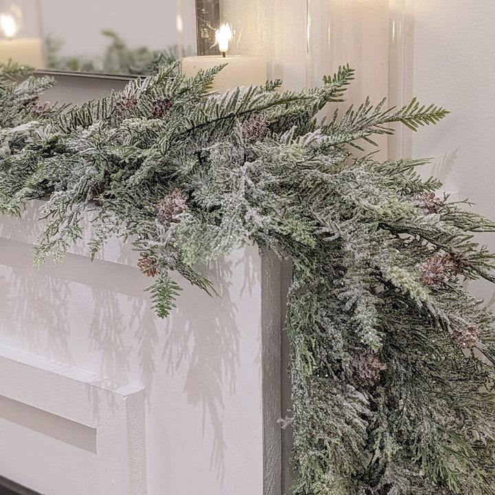 Faux Green Snowy Garland - 180cm Accessories 