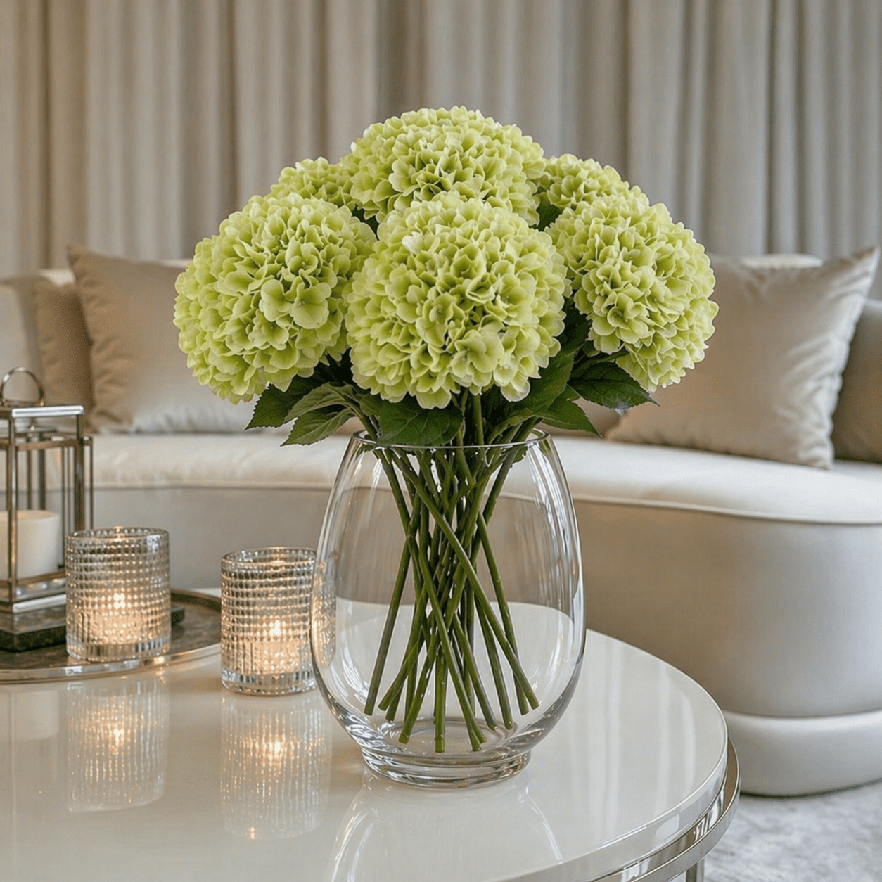 Faux Light Green Hydrangea Single Stem Floral Accessories 