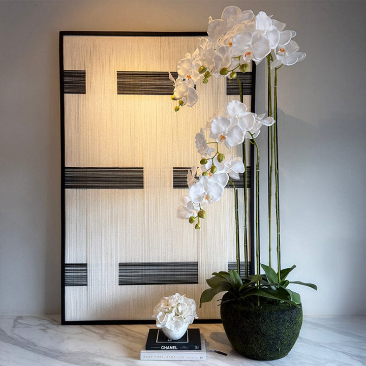 Faux Tall White Orchid in Moss Pot Accessories 