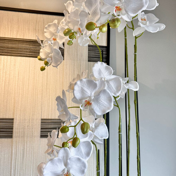 Faux Tall White Orchid in Moss Pot Accessories 