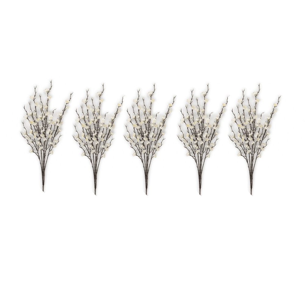 Faux White Blossom Single Stem Floral- Set of 5 Accessories 