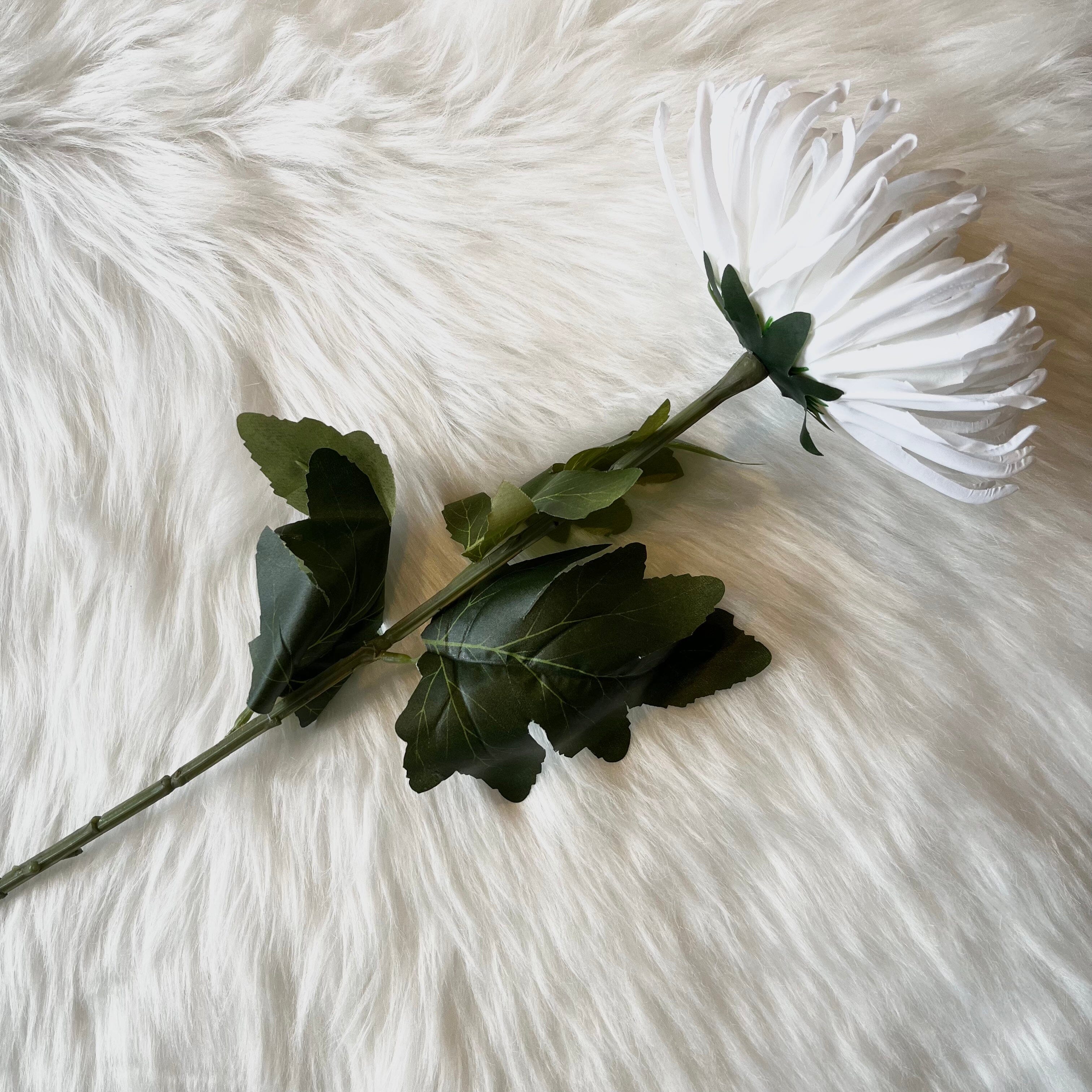 Faux White Chrysanthemum Single Stem Flower Accessories 