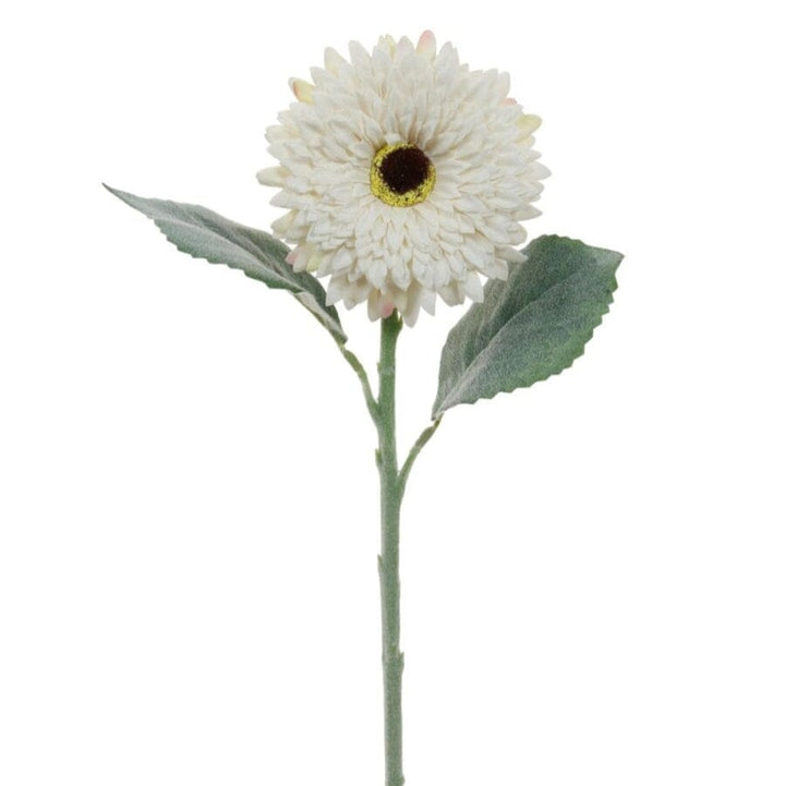 Faux White Flocked Gerbera Single Stem Flower Accessories 