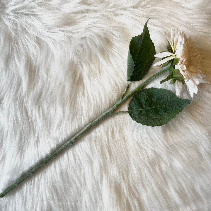 Faux White Flocked Gerbera Single Stem Flower Accessories 