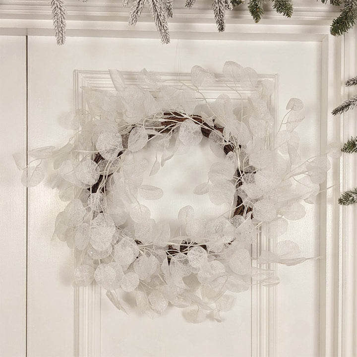 Faux White Frosted Honesty Wreath - 50cm Accessories 