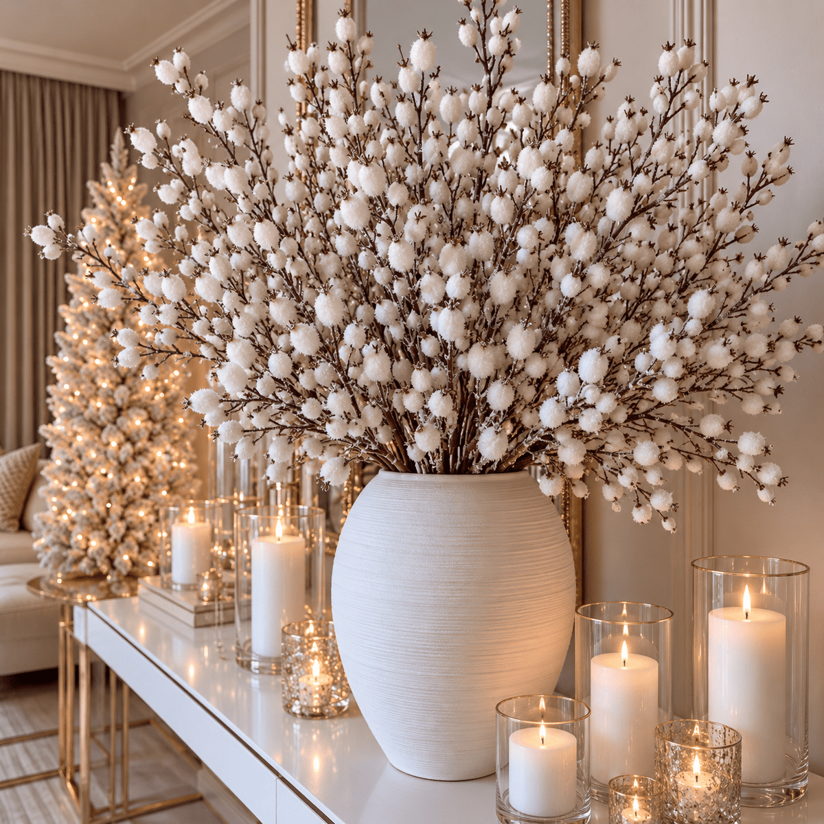 Faux White Glitter Berry Single Stem Floral Accessories 