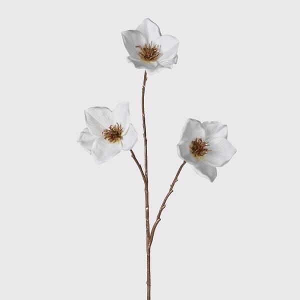 Faux White & Gold Rose Single Stem Floral Accessories 