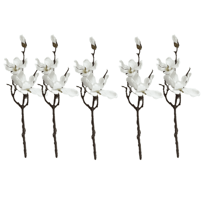 Faux White Magnolia Single Stem Floral - Set of 5 Accessories 
