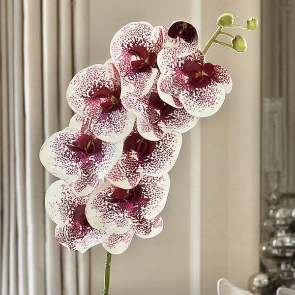 Faux White & Plum Orchid Single Stem Floral Accessories 