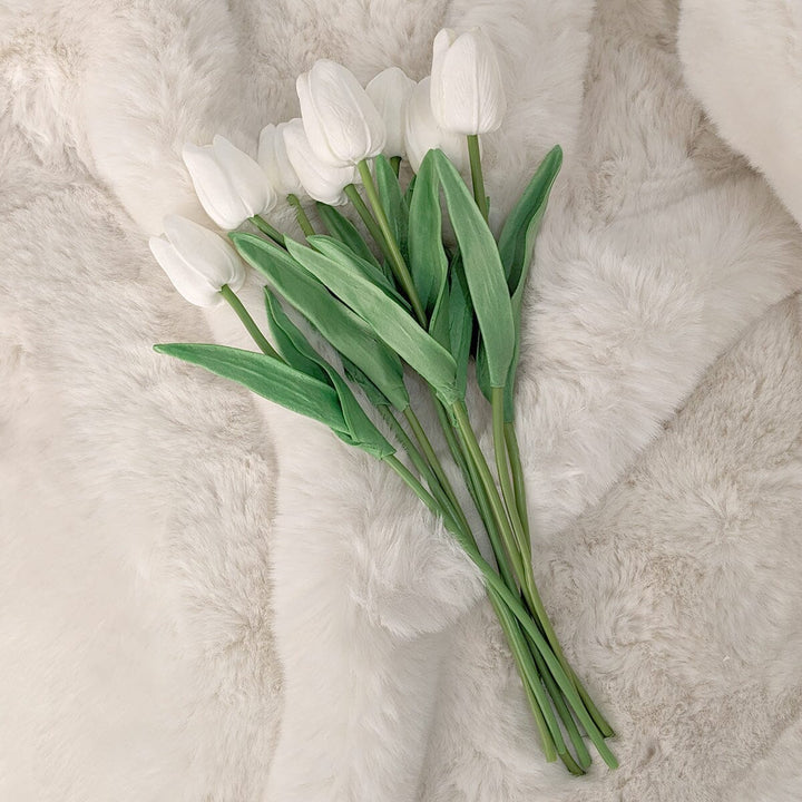 Faux White Tulips Bunch of 8 Flowers Accessories 