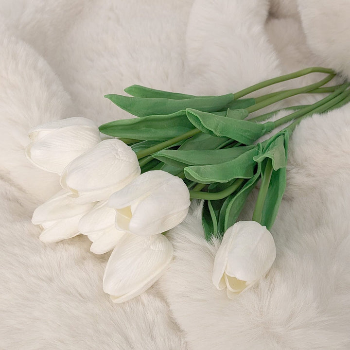 Faux White Tulips Bunch of 8 Flowers Accessories 