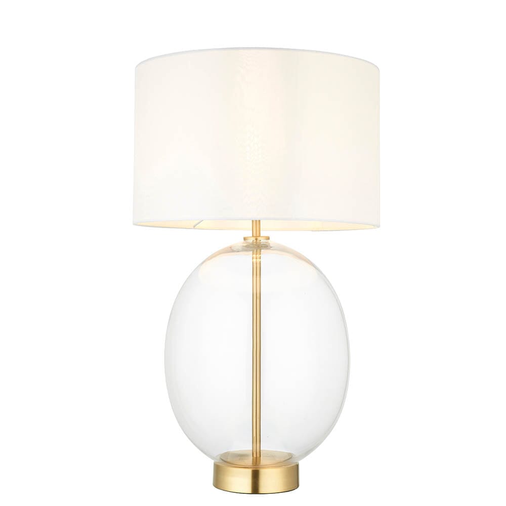 Fawsley Clear Glass & Gold Table Lamp with Ivory Shade Lighting 