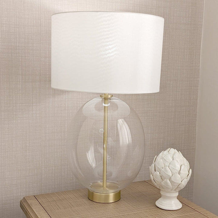 Fawsley Clear Glass & Gold Table Lamp with Ivory Shade Lighting 