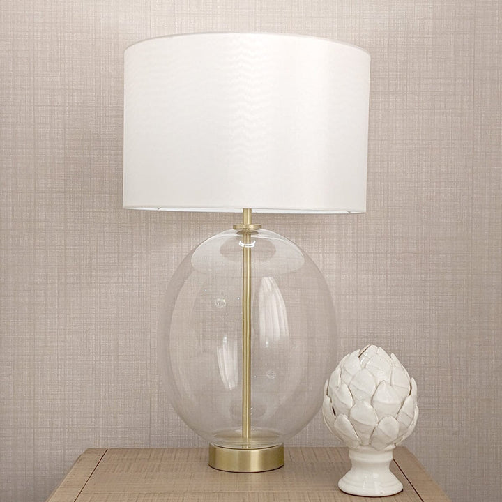 Fawsley Clear Glass & Gold Table Lamp with Ivory Shade Lighting 