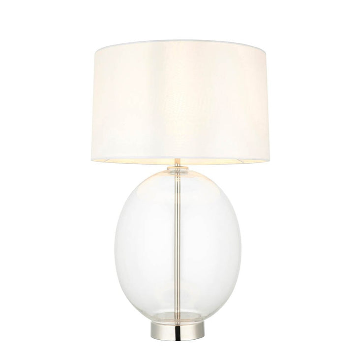 Fawsley Clear Glass & Silver Table Lamp with Ivory Shade Lighting 