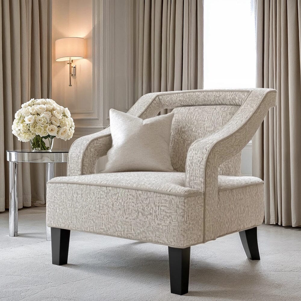 Shop Faye Beige Patterned Accent Chair with Black legs – Rowen Homes