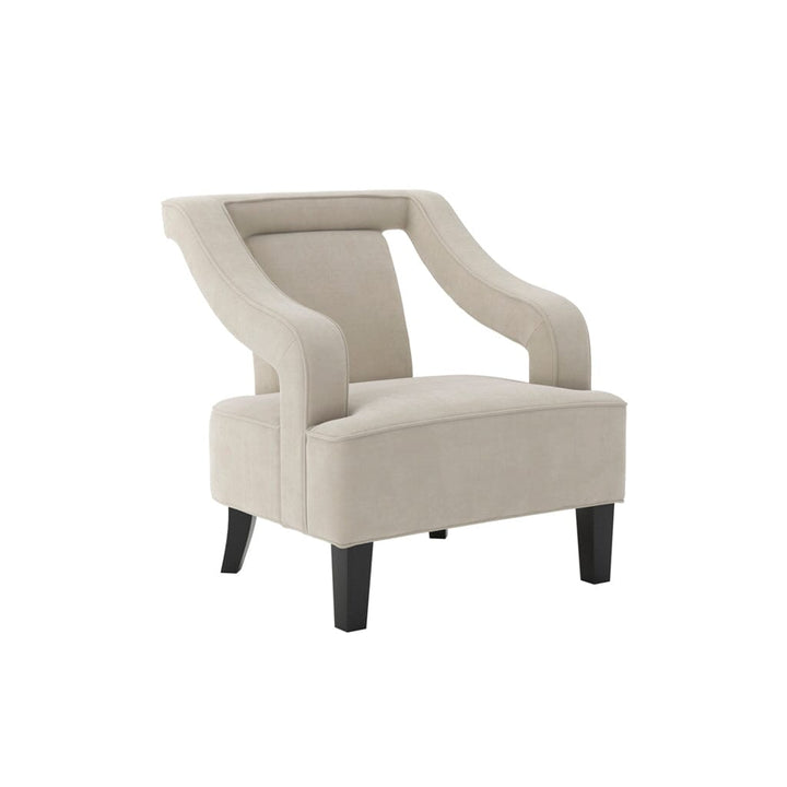 Faye Ivory Velvet Accent Chair with Black legs Furniture 
