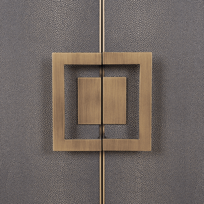 Felicia Luxury Black Wood & Shagreen 2 Door Sideboard with Brass Handles Furniture 