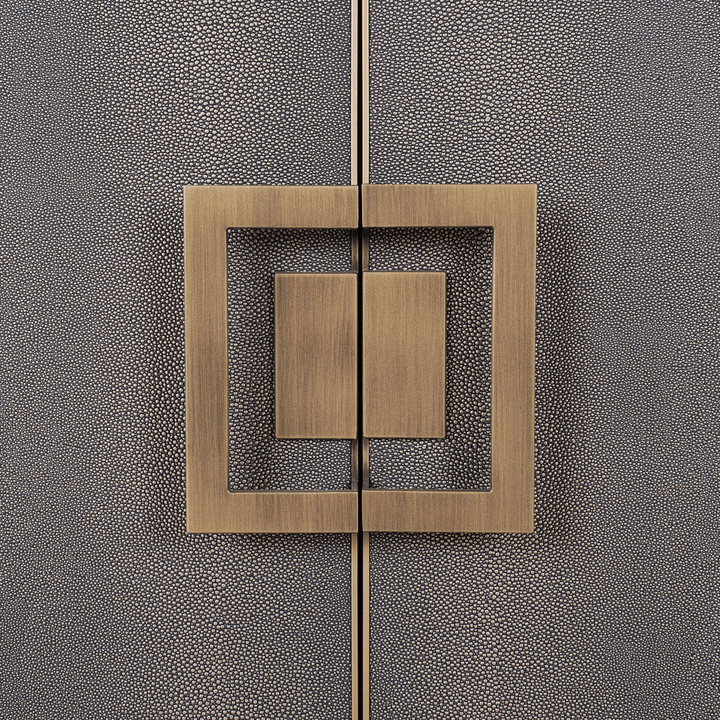 Felicia Luxury Black Wood & Shagreen 2 Door Sideboard with Brass Handles Furniture 