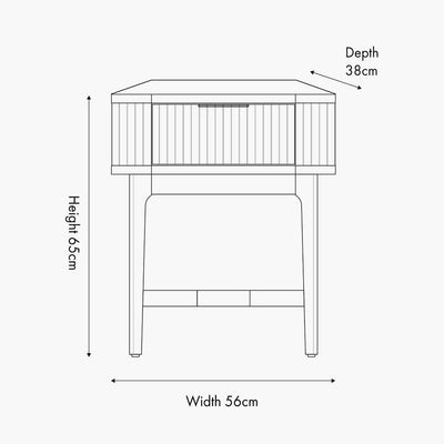 Felicity Dark Brown Ribbed Oak 1 Drawer Bedside Table Furniture 