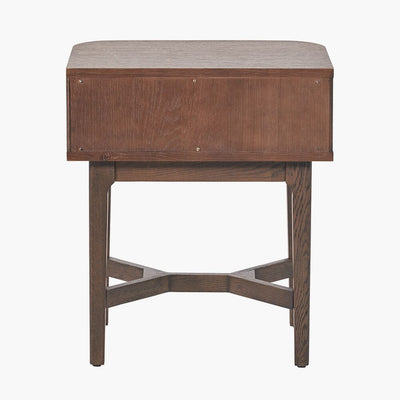 Felicity Dark Brown Ribbed Oak 1 Drawer Bedside Table Furniture 