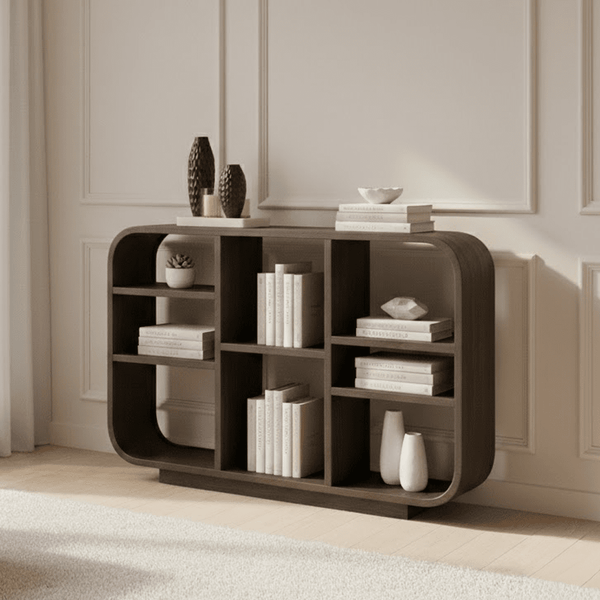 Felina Dark Wood Rounded Edge Console Table Furniture 