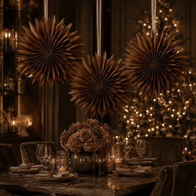 Festive Chocolate Brown Decorative Hanging Paper Snowflake - 60cm Accessories 