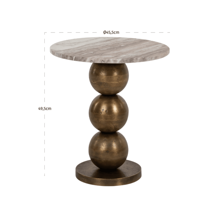 Fioelle Brass Side Table with Beige Marble Top Furniture 