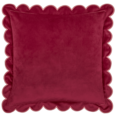 Fiore Burgundy Velvet Scalloped Edge Cushion Cover - 45x45cm Textiles 