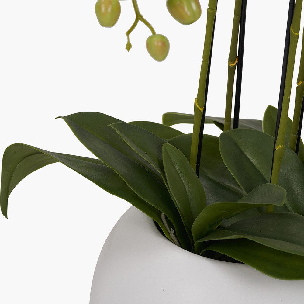 Floor Standing White Faux Potted Orchid Decorative Floral Accessories 