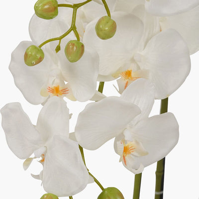 Floor Standing White Faux Potted Orchid Decorative Floral Accessories 
