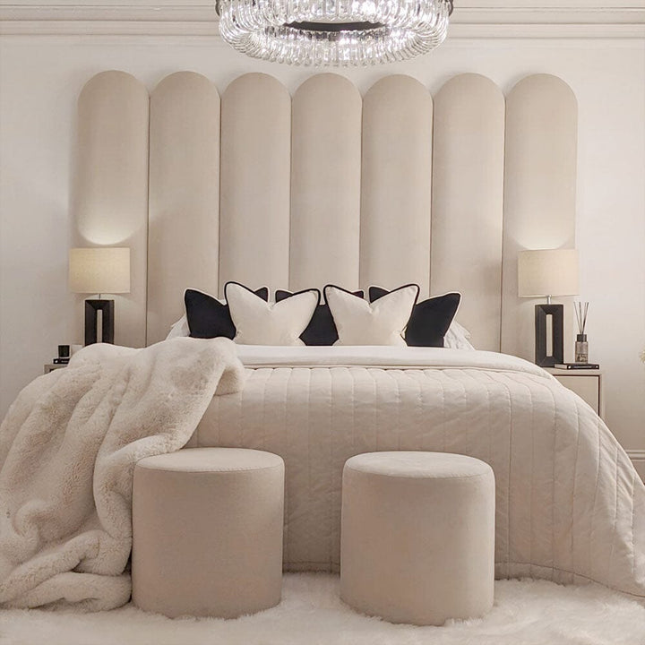 Florence Cream Curved Fluted Headboard with Adjustable Wings Beds and Headboards 