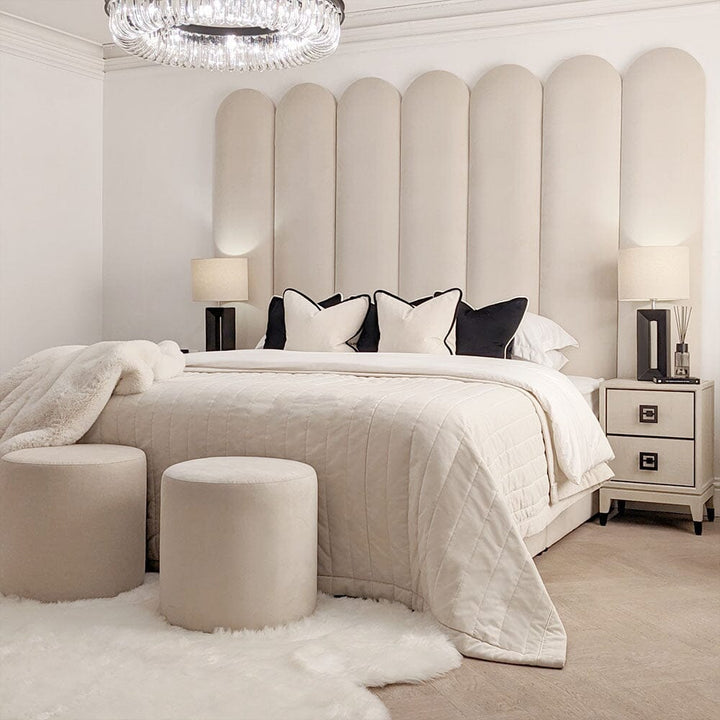 Florence Cream Curved Fluted Headboard with Adjustable Wings Beds and Headboards 