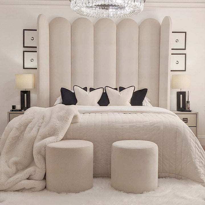 Florence Cream Curved Fluted Headboard with Adjustable Wings Beds and Headboards 