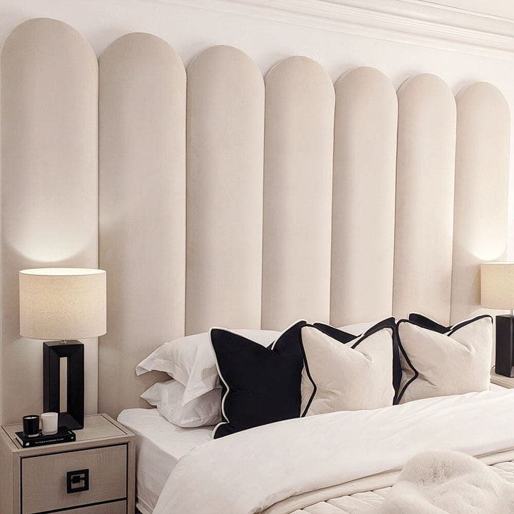 Florence Cream Curved Fluted Headboard with Adjustable Wings Beds and Headboards 