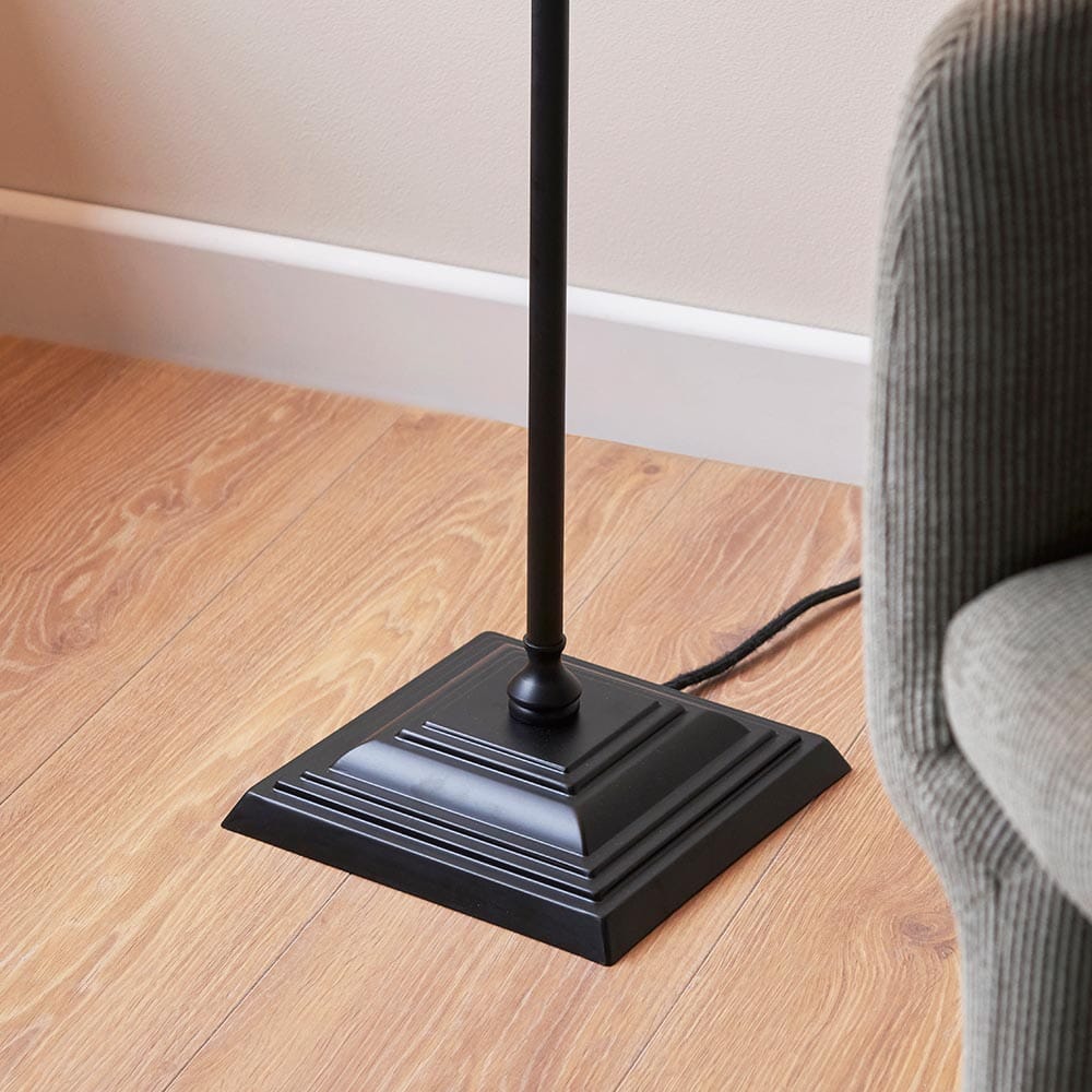 Francesca Matt Black Floor Lamp with Linen Shade – Rowen Homes