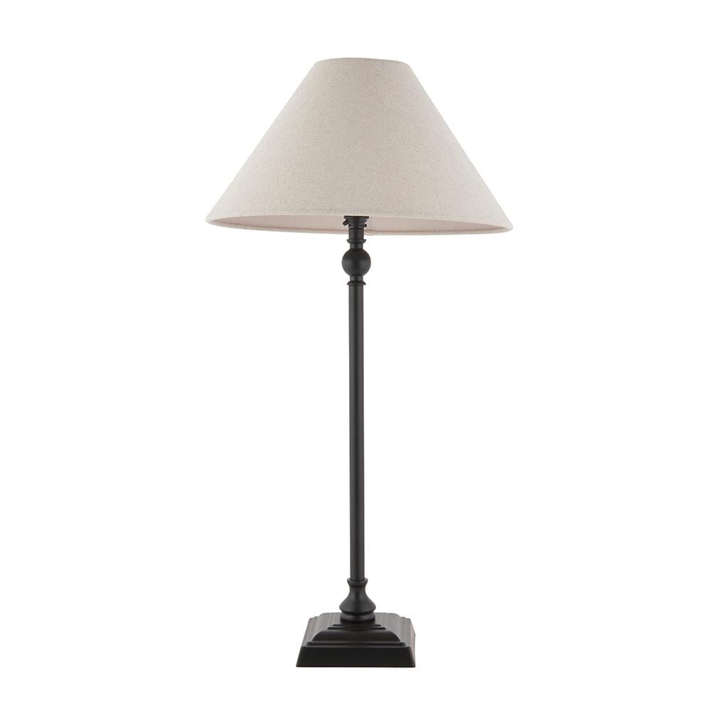 Francesca Matt Black Table Lamp with Linen Shade Lighting 