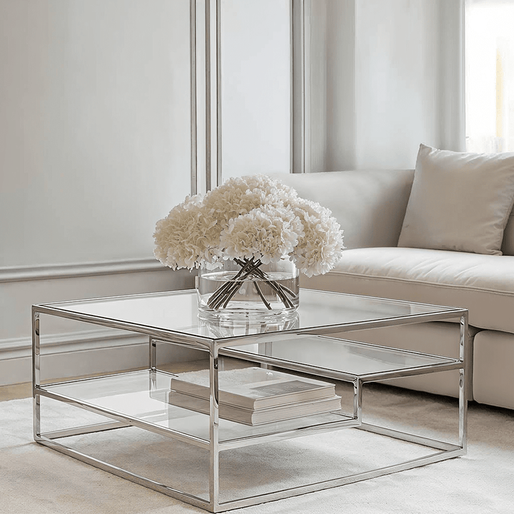 Francesca Silver & Glass Tiered Coffee Table Furniture 