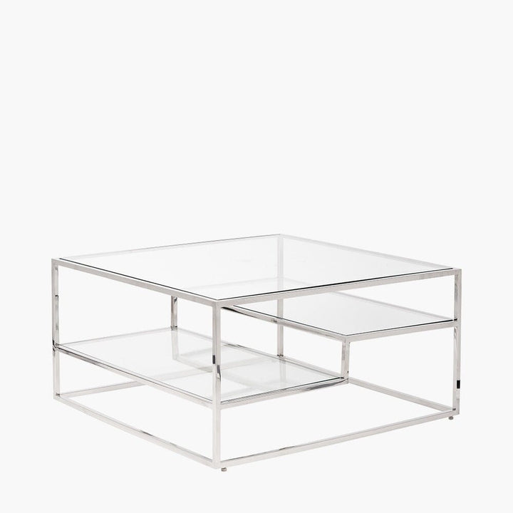 Francesca Silver & Glass Tiered Coffee Table Furniture 