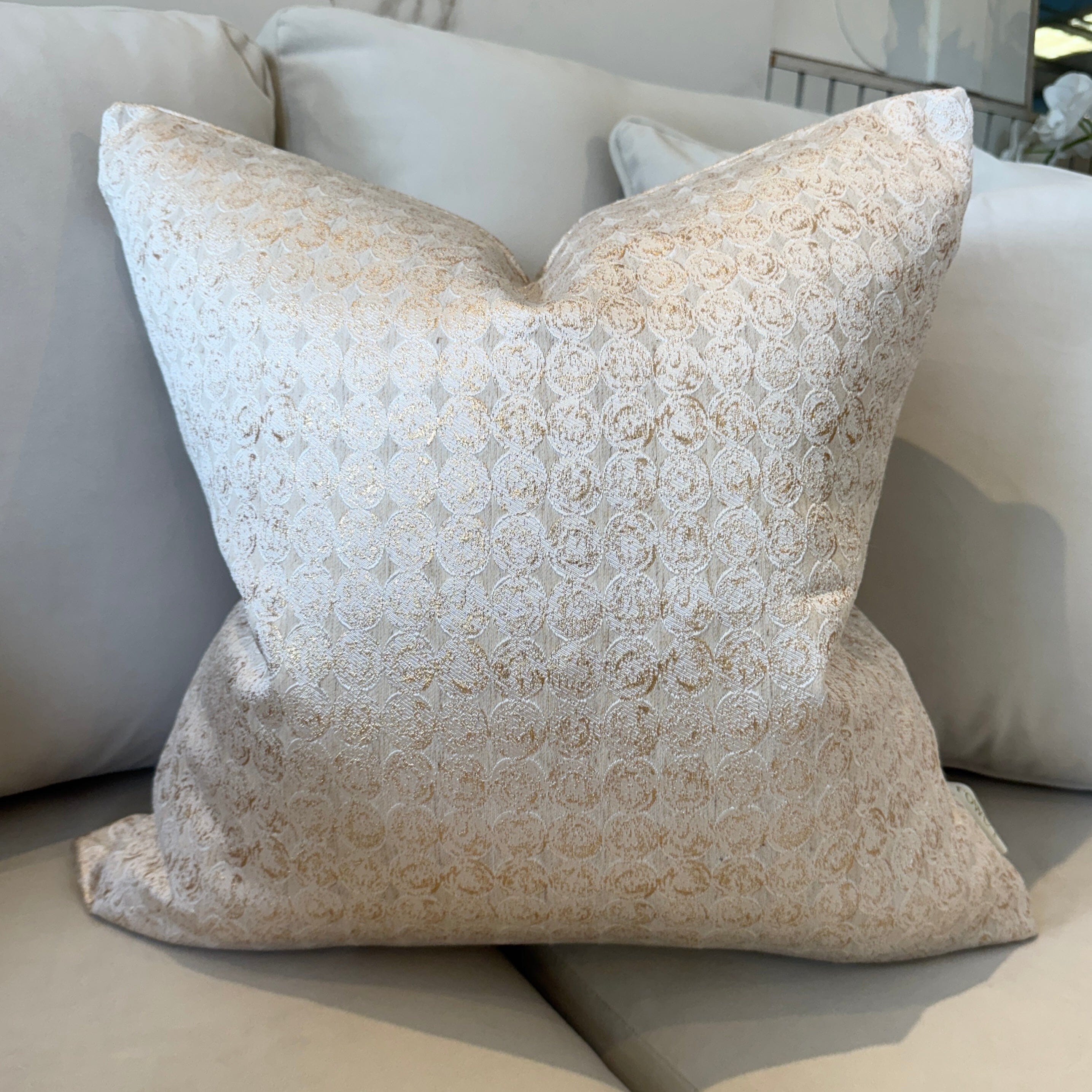 Frankie Gold Metallic Geometric Cushion - 50x50cm Textiles 