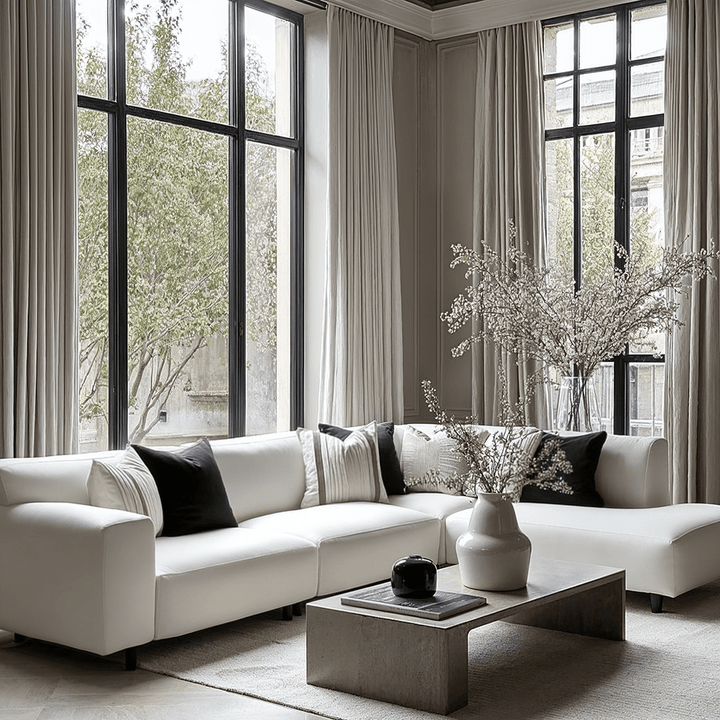 Freja Off White Textured Large Right Hand Facing Corner Sofa Sofa 