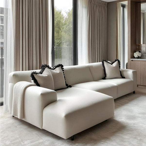 Freja Off White Textured Left Hand Facing Chaise End Sofa Sofa 