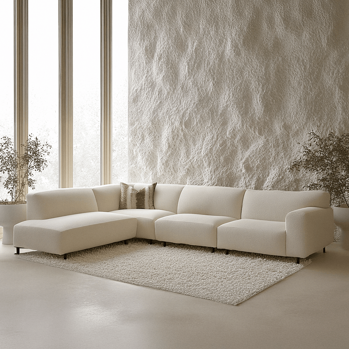 Freja Sand Textured Large Left Hand Facing Corner Sofa Sofa 
